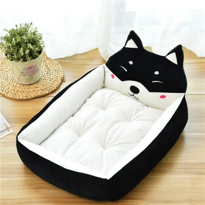 Cute Cartoon Pet Beds for Small Medium Dogs Winter Warm Puppy Cat Sofa Bed Washable Chihuahua Bulldog Kennel Mascotas Supplies
