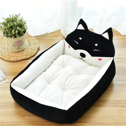 Cute Cartoon Pet Beds for Small Medium Dogs Winter Warm Puppy Cat Sofa Bed Washable Chihuahua Bulldog Kennel Mascotas Supplies