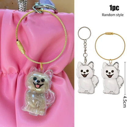 Dog Hair Storage Pendant Keychain Transparent Pet Fur Keepsake Capsule DIY Decoration Memorial Gifts for Pet Lovers Home Display