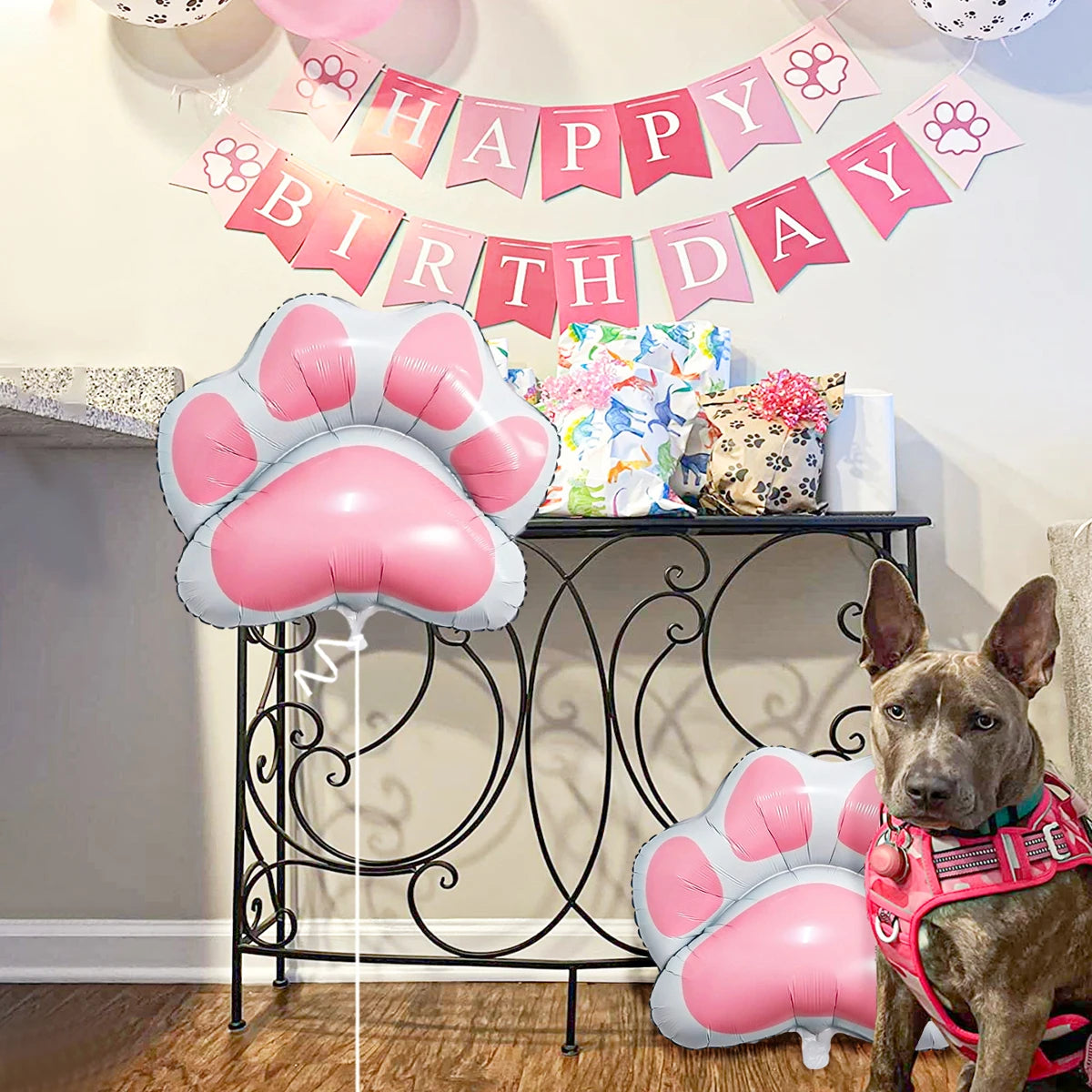 2pcs Animal Let's Pawty Pink Dog Paw Aluminum Film Balloon Cute Animal Birthday Party Baby Party Decoration Supplies