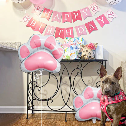 2pcs Animal Let's Pawty Pink Dog Paw Aluminum Film Balloon Cute Animal Birthday Party Baby Party Decoration Supplies