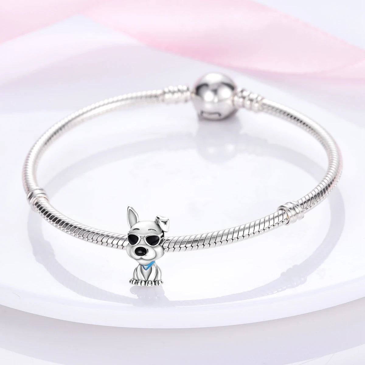 Dog Pet Charms 925 Silver Doggy Paw French Bulldog Bones Beads fit Original Bracelet DIY Fine Jewelry