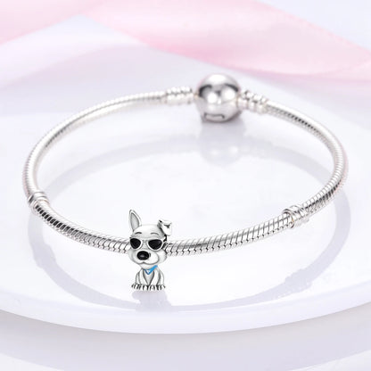 Dog Pet Charms 925 Silver Doggy Paw French Bulldog Bones Beads fit Original Bracelet DIY Fine Jewelry