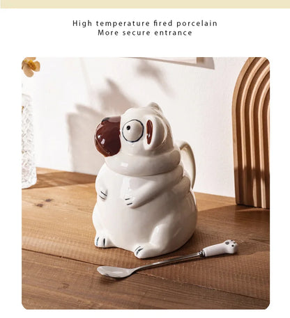 Funny Pug Dog Mug Large Ceramic Cup Cute Creative Gift for Boyfriend Birthday Present