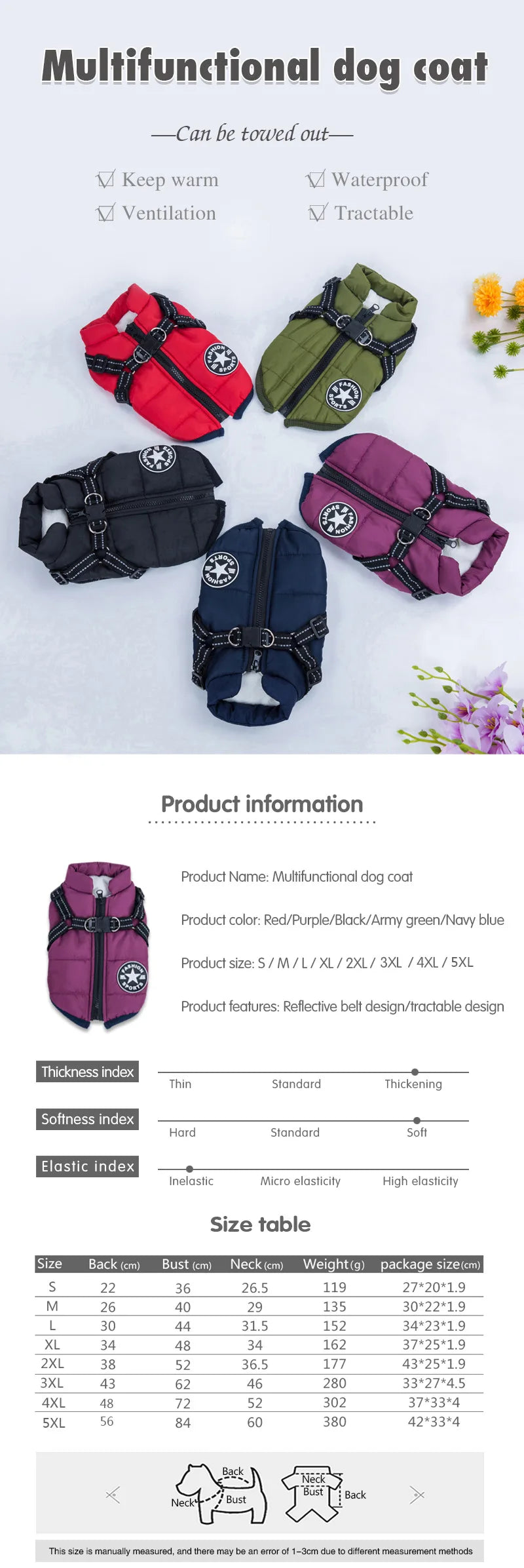 the BIGPAW ARMOR JACKET - Large Pet Dog Jacket with Harness, Winter Warm Dog Clothes for Labrador, Waterproof Big Dog Coat, Chihuahua/French Bulldog Outfits