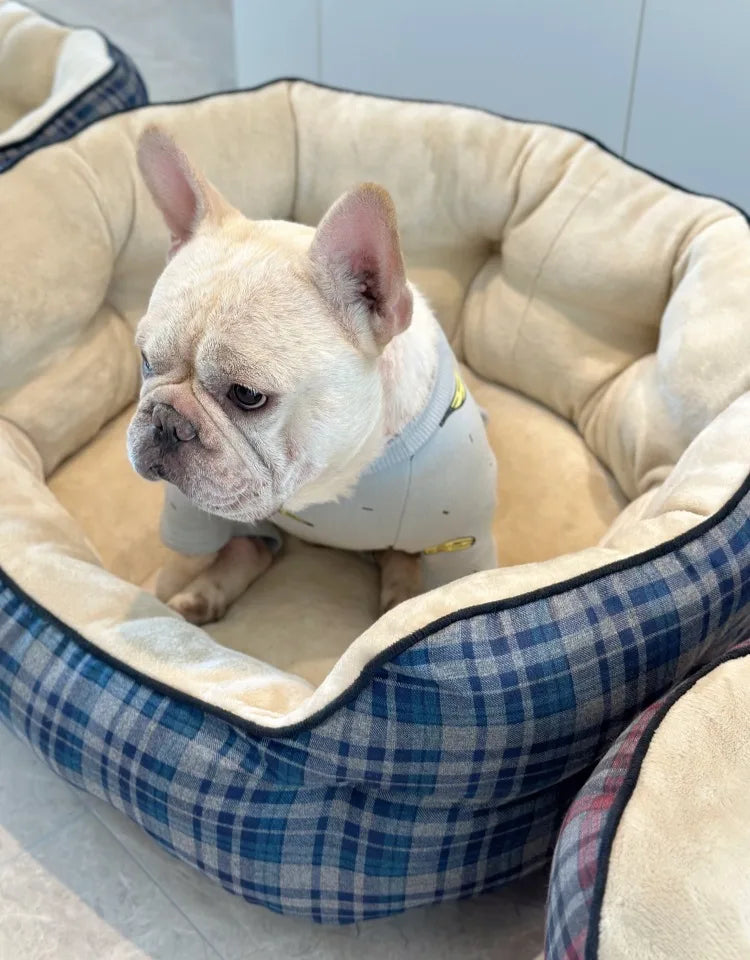 Deep Sleep Dog House High Back Warm Donut Bed for Small Medium Dogs Thick Plush Winter Bed for Teddy French Bulldog Puppies Cats