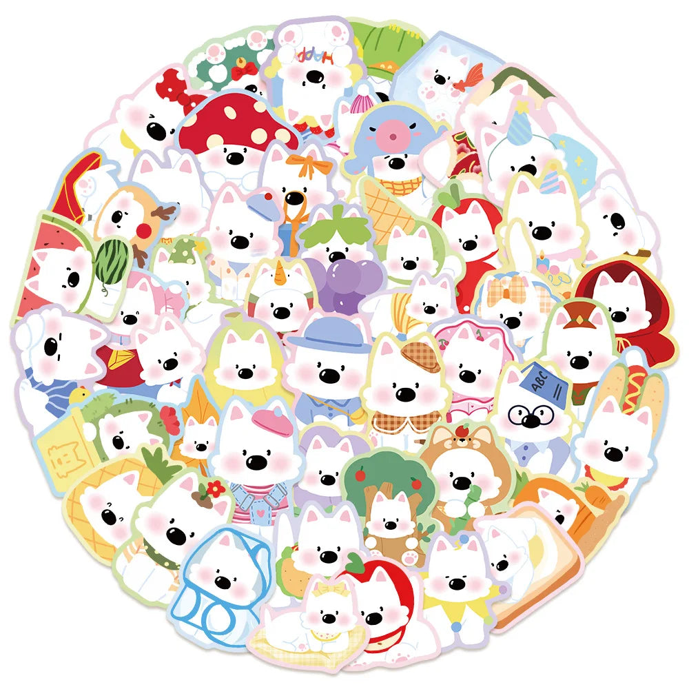 50PCS Cute West Highland White Terrier Dog Stickers DIY Stickers Scrapbooking Phone Luggage Skateboard Waterproof Graffiti Decal