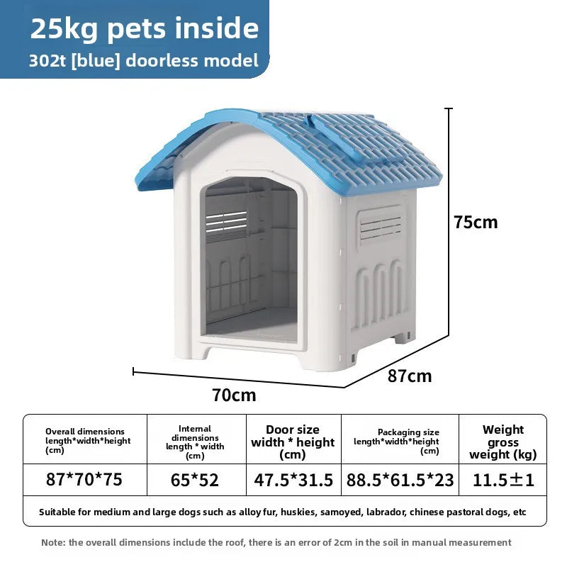 the IN THE DOGHOUSE - Large Waterproof Outdoor Doghouse - Detachable & Washable Dog Cage for Medium/Large Breeds, All-Weather Shelter