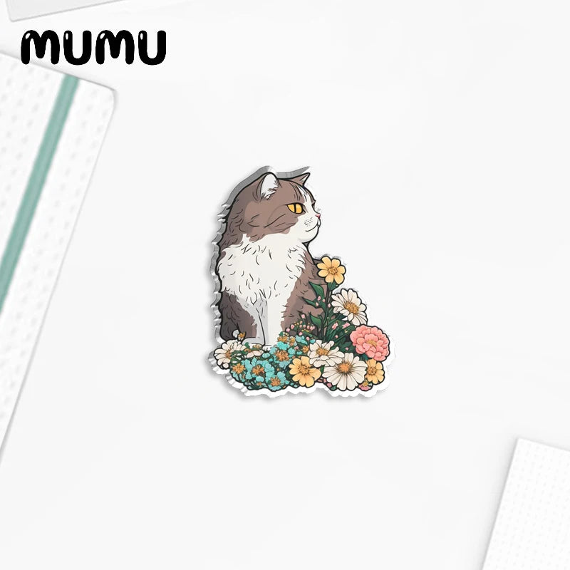 2023 New Dog Cat and Flowers Lapel Pin Cute Acrylic Brooches Handmade Epoxy Jewelry Shirt Bag Badge