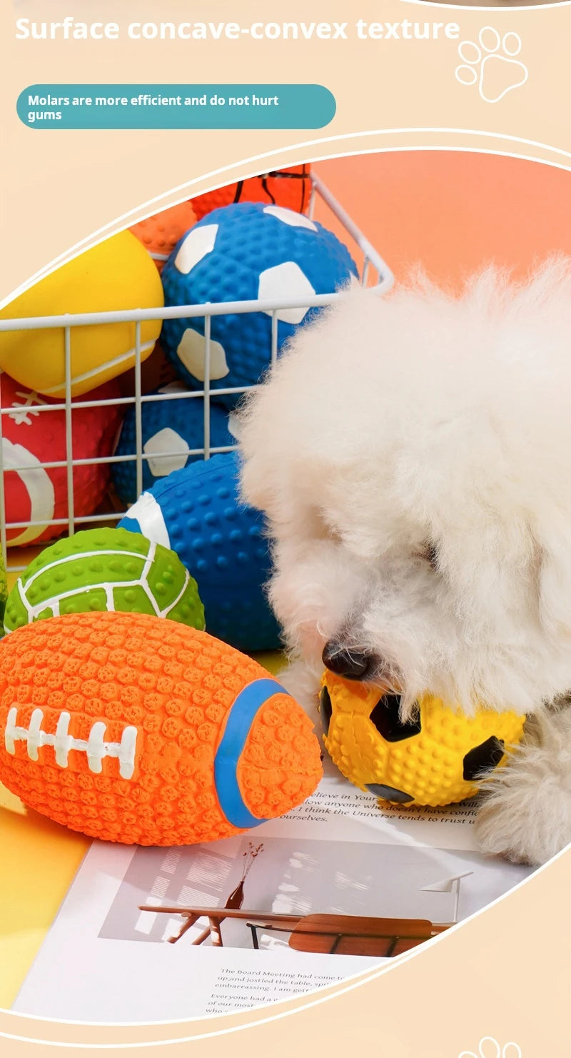 Squeaky Dog Toys Soft Latex Balls For Small Medium Large Dogs Rugby Football Volleyball Pet Toy Dog Interactive Chew Toy Ball