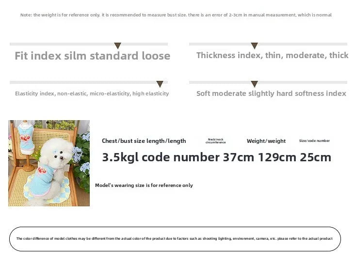 Pet Dog Cat Puppy Japanese Korean Soft Cute Spring Summer Vest Small Medium Dog Teddy Bichon Clothing Supplies