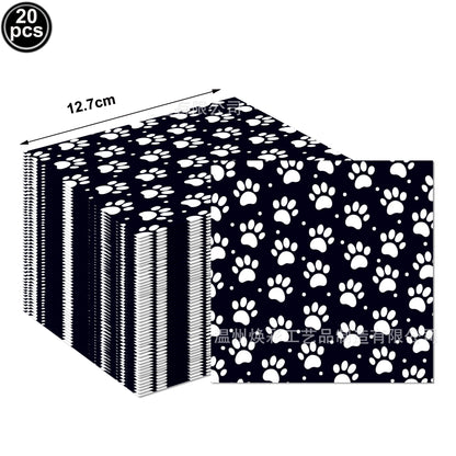 20pcs Cartoon Dog Disposable Napkins Dog Decoration Paw Prints Dog Themed Kids Birthday Party Baby Bath Decoration Supplies