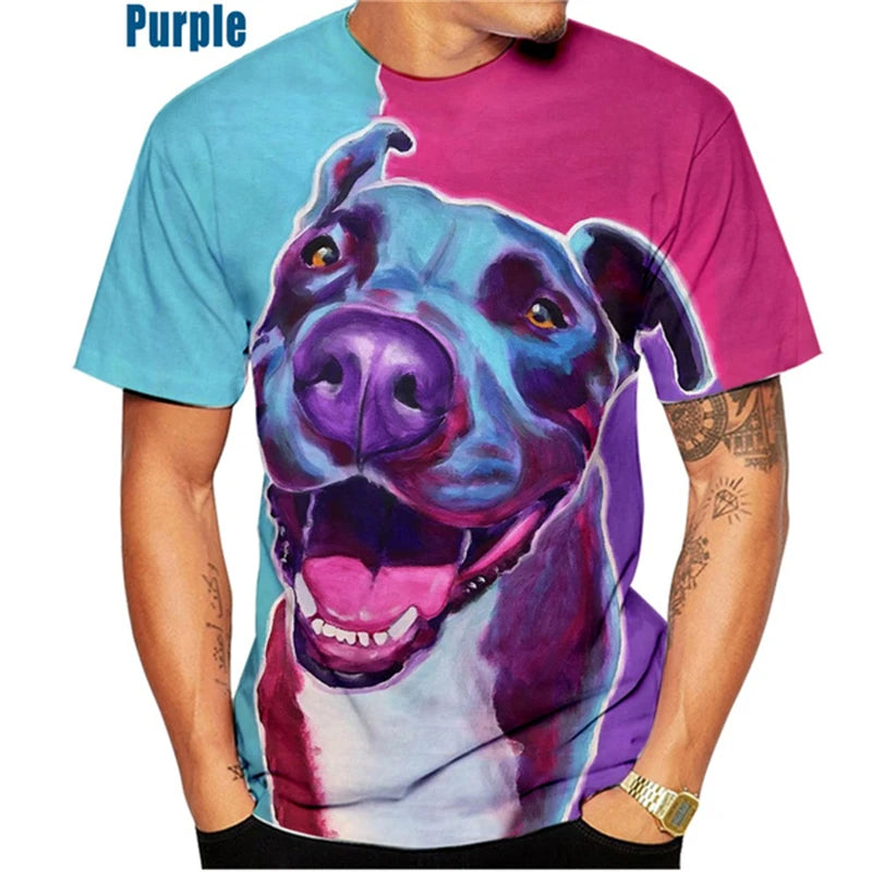 the PITBULL LOVE - Funny Pitbull Dog 3D Printed T-Shirt, Men/Women O-Neck Short Sleeve Tee Clothing, Kid Oversized Animal Print T-Shirt Tops