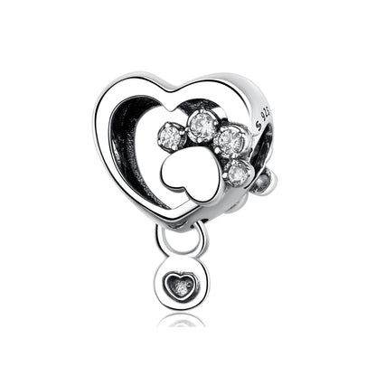 Original 925 Sterling Silver Charms Love Pets Dog Cat Paw Print Pendant Beads Fit Brand Bracelets Necklaces Women DIY Jewelry