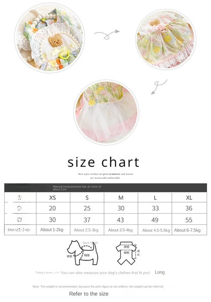Thin Cat Princess Dress Milk Bear Fructose Lolita Small Dog Teddy Pet Clothes Spring and Summer