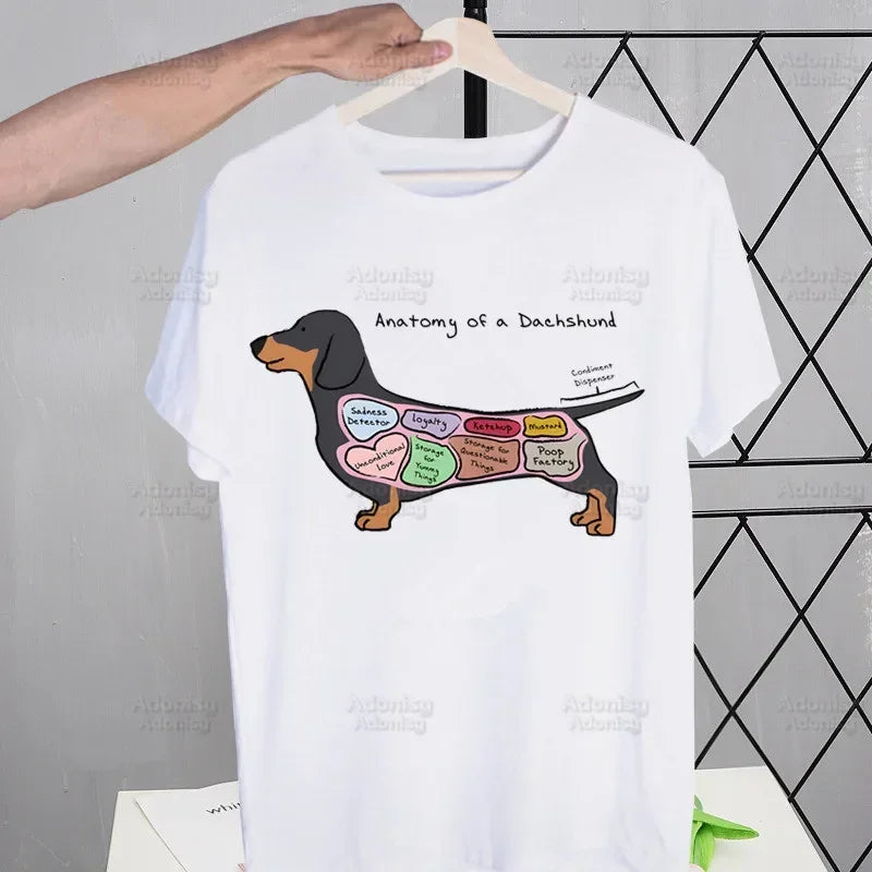 the DACHSHUND DOG CLUB - Anatomy Dachshund Dog - I Do What I Want T-Shirt, Men Retro Washed Tops Tees, Harajuku T-Shirt Streetwear Hip Hop Male T-Shirts