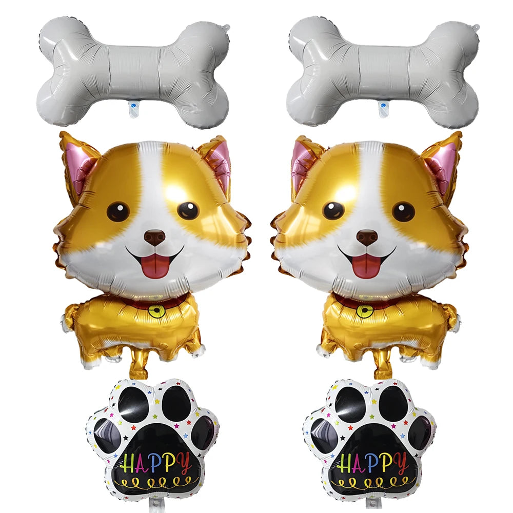 Dog Balloon Corgi Husky Puppy Foil Balloon Dog Paw Ballon Paw Print Balloons Dog Balloon for Puppy Birthday Decorations Supplies
