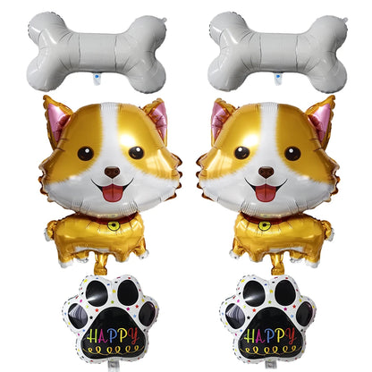 Dog Balloon Corgi Husky Puppy Foil Balloon Dog Paw Ballon Paw Print Balloons Dog Balloon for Puppy Birthday Decorations Supplies
