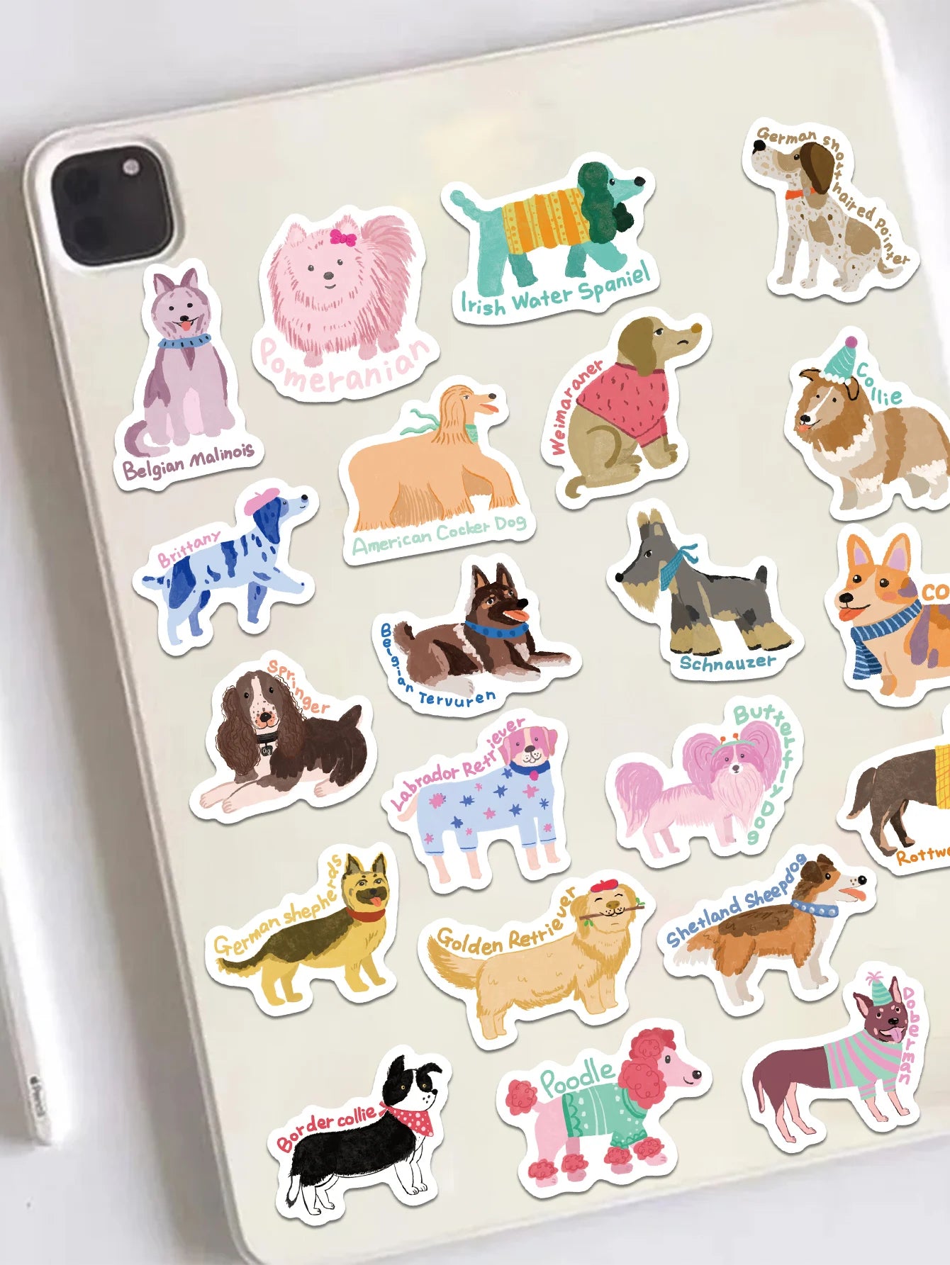 100pcs cartoon cute hand-painted wind dog stickers Diary scrapbook phone case laptop water bottle waterproof decorative stickers