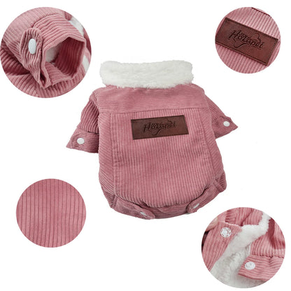 Winter Dog Clothes Thickened Lamb Velvet Puppy Outfit Hooded Soft Fleece Warm Jacket for Small Middle Dog Cat Coat With D-ring