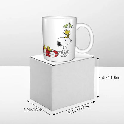 Manga Snoopy Woodstock Cartoon Dog Coffee Mug DIY Customized Ceramic Tea Milk Mug