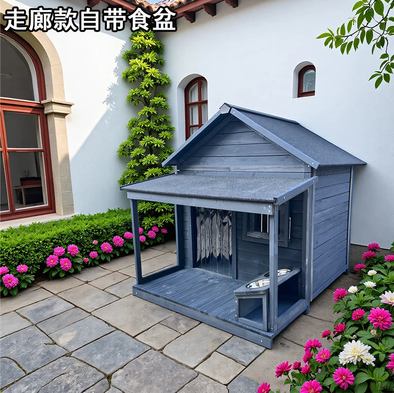 Outdoor dog cage doghouse Solid wood sun protection Rain protection dog kennel doghouse Large medium-sized dog Golden