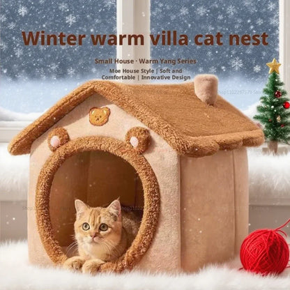 the DOGGY VILLA - Enclosed Cat/Dog Kennel with Dirt Resistance Washable Comfort Villa, All Season Detachable Cat/Doghouse Suitable for Indoor/Outdoor