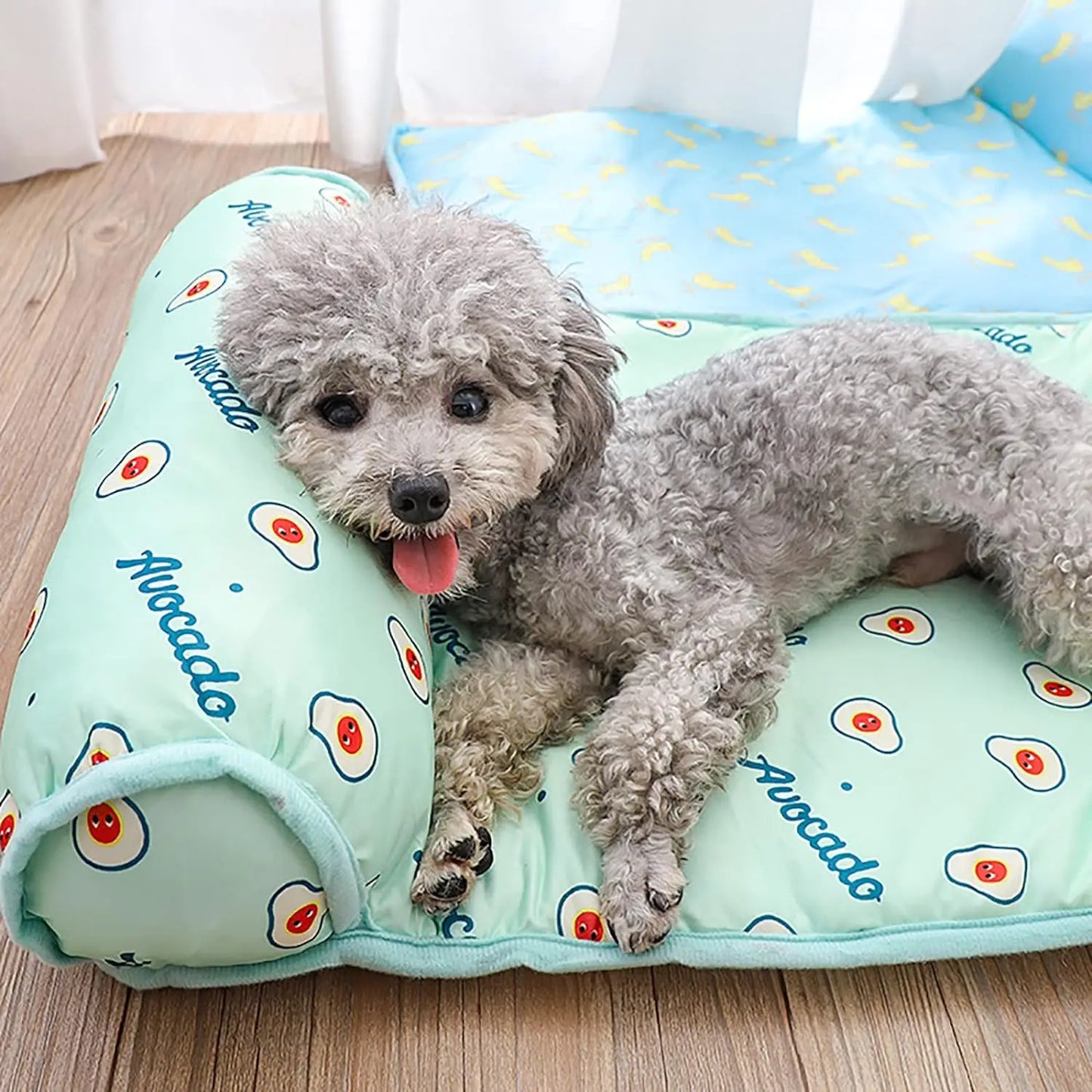 Pet Cooling Mat Ice Silk Cooling Mat with Pillow for Dogs Cats Portable Washable Pet Cooling Blanket, Car Seats, Beds for Summer