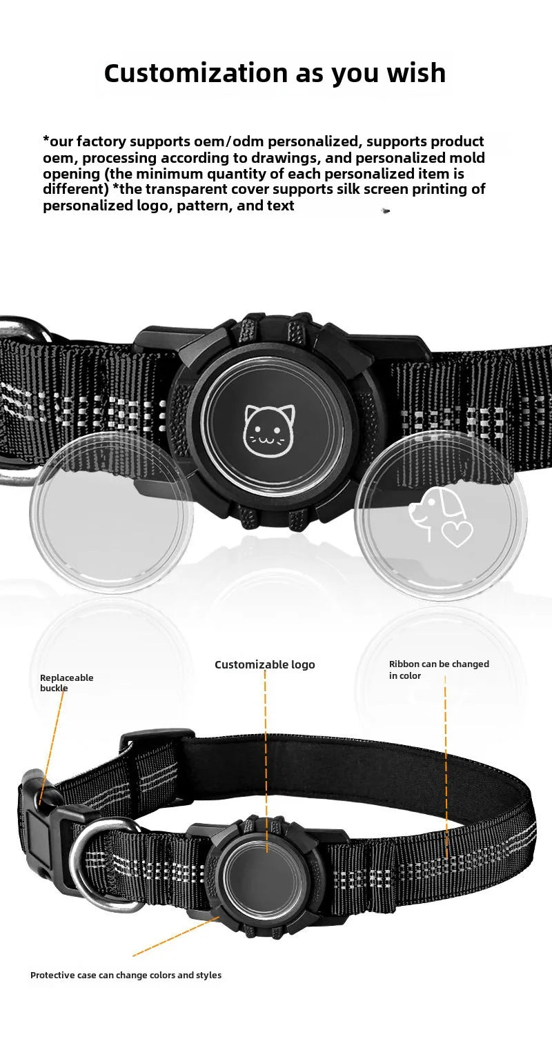 the FINDMYPAWS AIRTAG COLLAR - Dog Collar Reflective Waterproof Transparent Cover Airtag Locator Anti-Loss Pet Collar