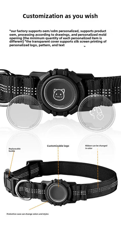 the FINDMYPAWS AIRTAG COLLAR - Dog Collar Reflective Waterproof Transparent Cover Airtag Locator Anti-Loss Pet Collar