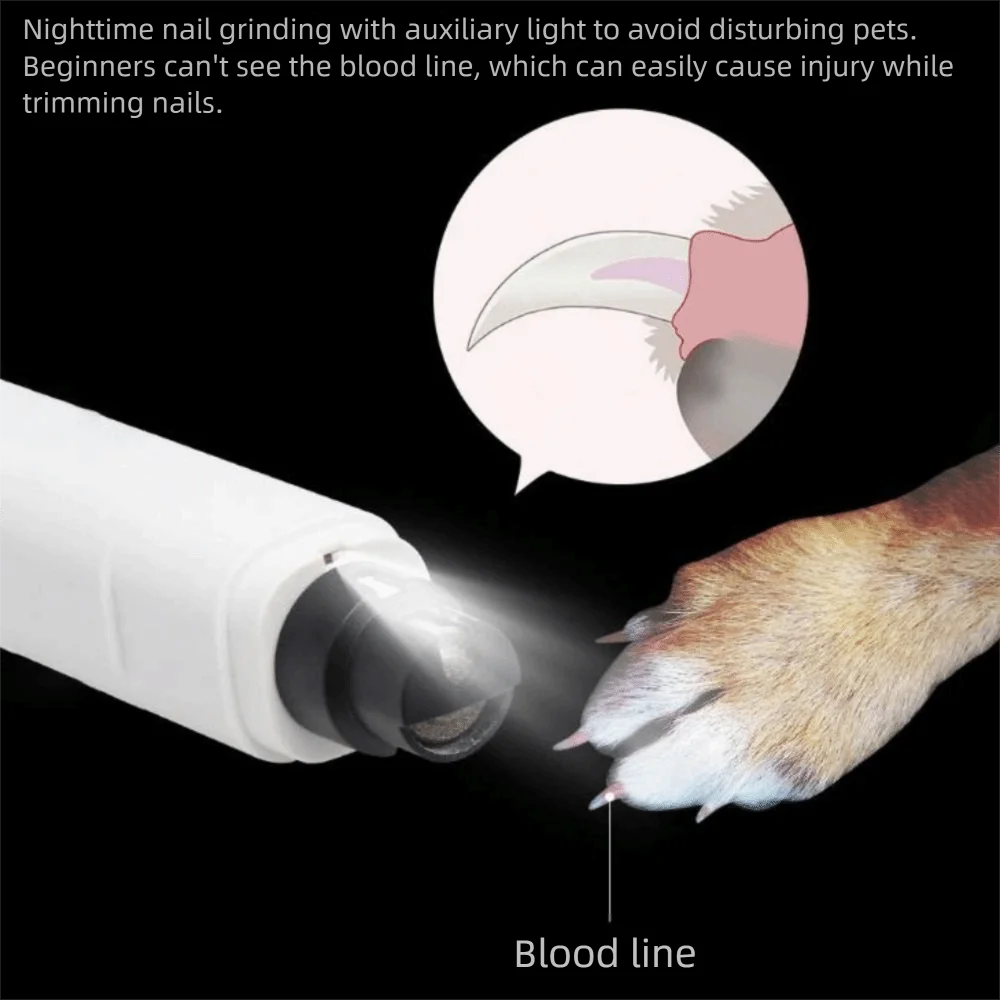 3 Colors Electric Pet Nail Grinder Quiet USB Charging Pet Nail Clipper with LED Safe Cat Grooming Clipper For Cats Dogs