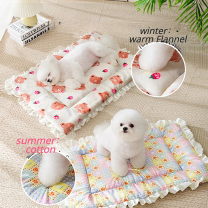 Pet Sleeping Mat Dog Bed Cat Bed Thickened Blanket Pad for Dogs Cats Winter Warm Washable Dog Mattress Pet Blanket Pet Supplies