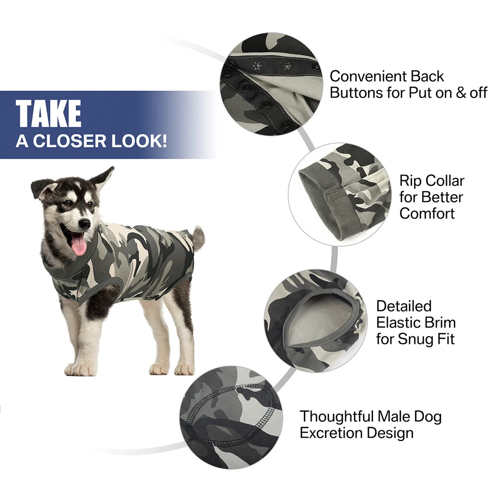 Recovery Suit for Dogs and Cats After Surgery Surgical Shirt for Female Male Pets Cone E-Collar Alternative Vest Prevent Licking