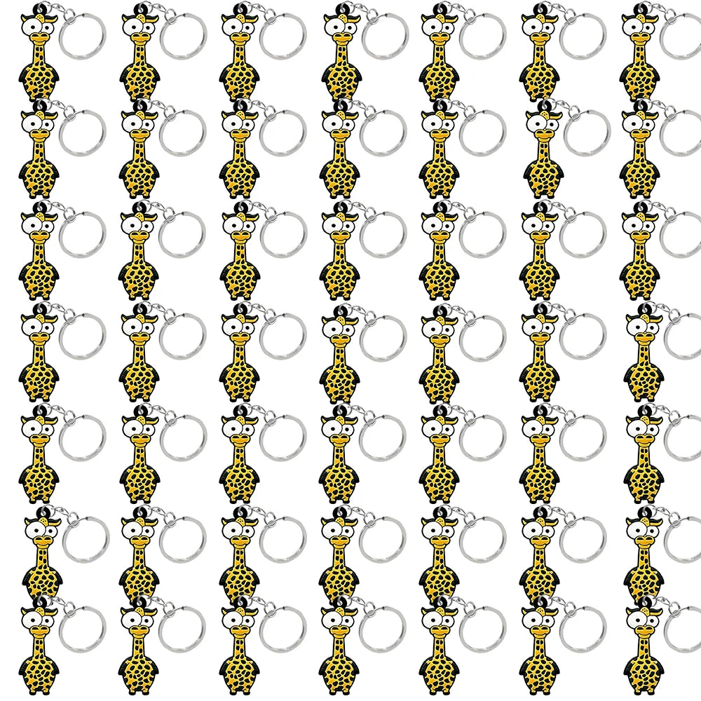 50PCS Cute Animal Keychain knife Ducks Dogs Cats Keyring for Women Men Kids Handbag Cool Car Key Accessories Friends Key Gifts