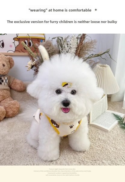 Four Seasons NewinsJapanese and Korean Style Thermal Pet Dog Cat Clothes Teddy Bichon Pulling Vest Wholesale