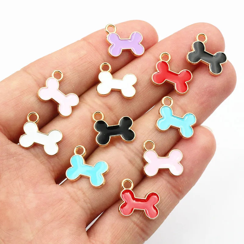 20pcs 12x13mm Enamel Bone Charms Pendant Small Cute DIY Jewelry Making Accessories for Bracelet Earrings Keychains