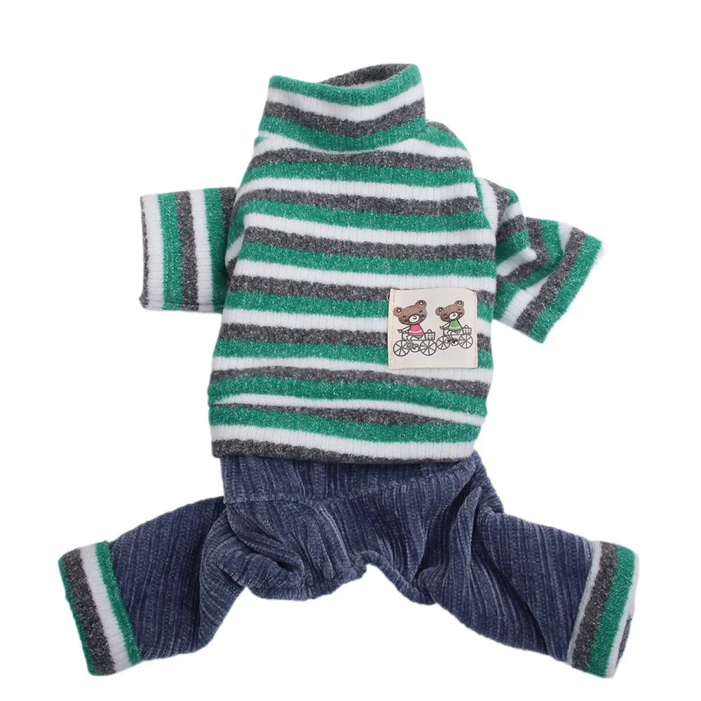Boy Dog Cat Jumpsuit Rompers Striped Design Pet Puppy Coat Jacket Autumn Ouffit