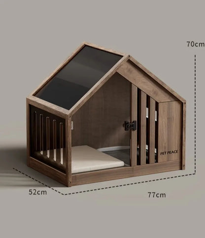the RETRO DOGGY - Solid Wood Dog Bed with Dog Toilet, Luxury Toilet House Break Semi-Enclosed Breathable Puppy Beds, Easy Clean Indoor Dogs Kennel