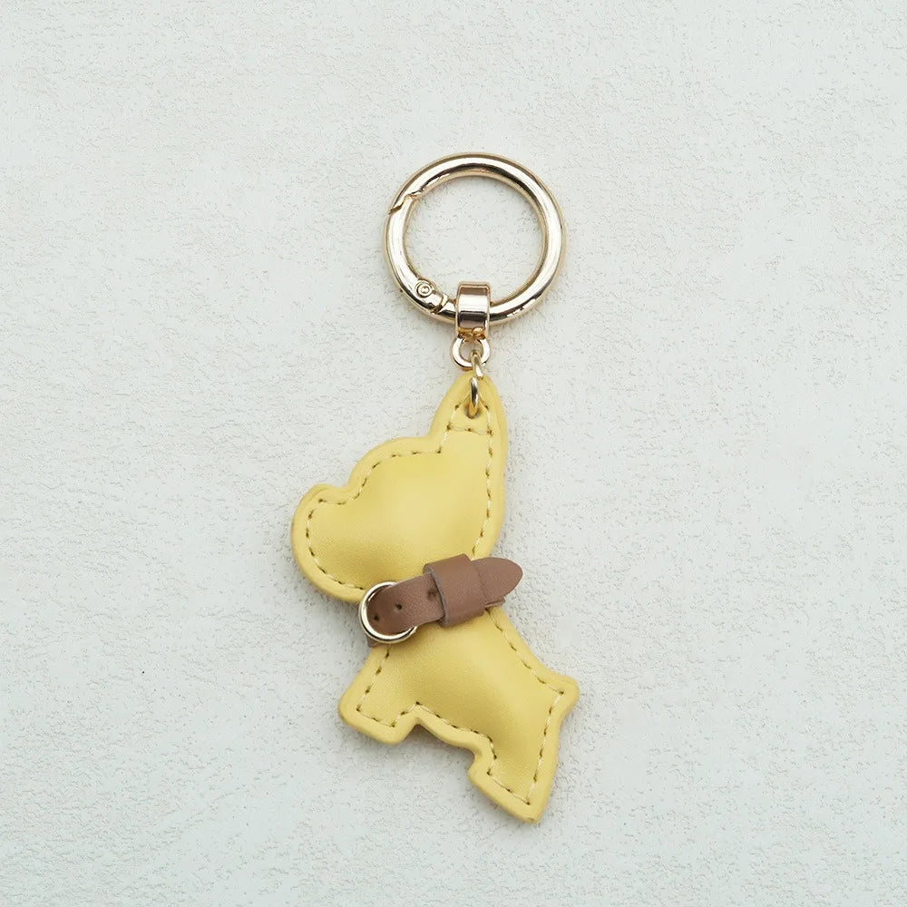 Kawaii Cute Chubby Leather Keychain French Bulldog Charm Dog Dolls Bag Hanging Exquisite Dog Pendant Friend