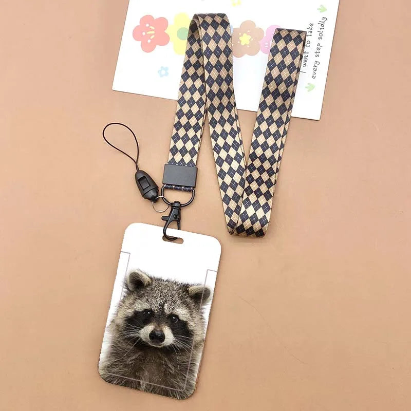 Cat and dog pattern Bank Credit ID Card Student Bus Card Holders Storage Protective Shell Pendant