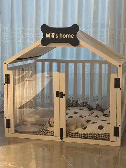 the MILKBONE HOUSE - Indoor Solid Wood Creativity Design Special Use Pet Doghouse, Detachable Washable Advanced Light Luxury Large Dogs Big Villa
