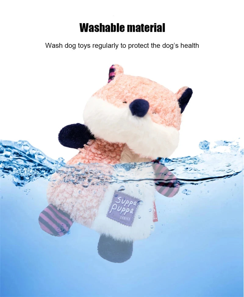 Gigwi Suppa Puppa Series Dog Toy Rattle Paper Teeth Sound Plush teeth cleaning dog bite resistant toy raccoon/Lion/fox Washable