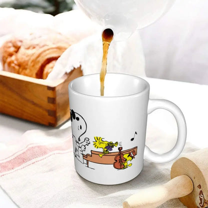 Manga Snoopy Woodstock Cartoon Dog Coffee Mug DIY Customized Ceramic Tea Milk Mug