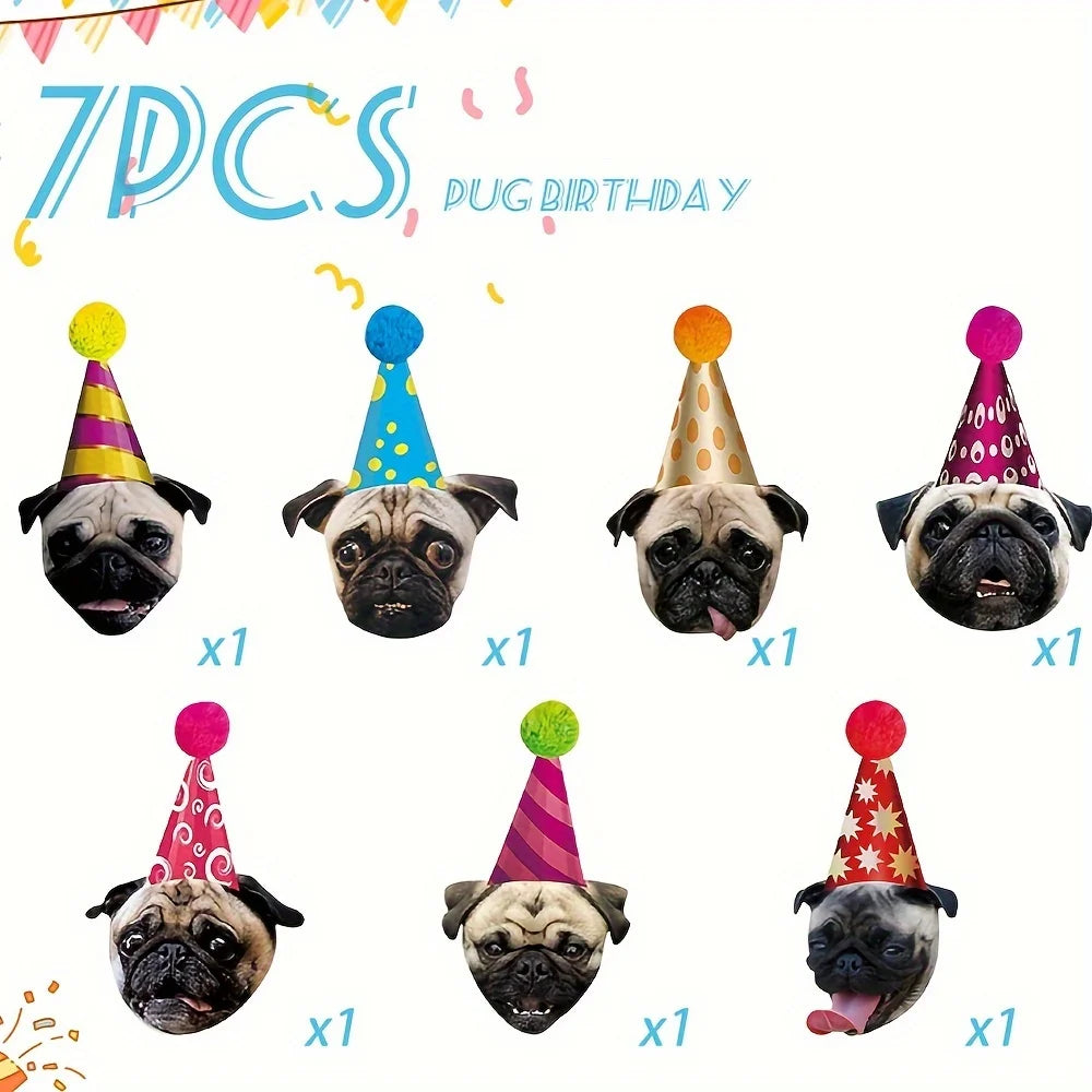 Pug Birthday Garland, Pug Dog Birthday Banner, Pug Bday Party Decoration for Pug Lovers