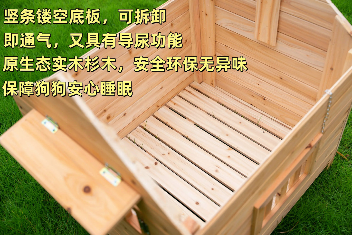 Solid wood dog house Outdoor pet Winter kennel All seasons Universal warm Wooden large dog Outdoor rainproof dog cage