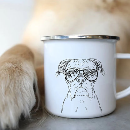 Personalized Mug Coffee Cups Funny Glasses Dog Print Coffee Mugs Sketch Bulldog Creative Enamel Cups Beer Cup Unusual Tea Cup