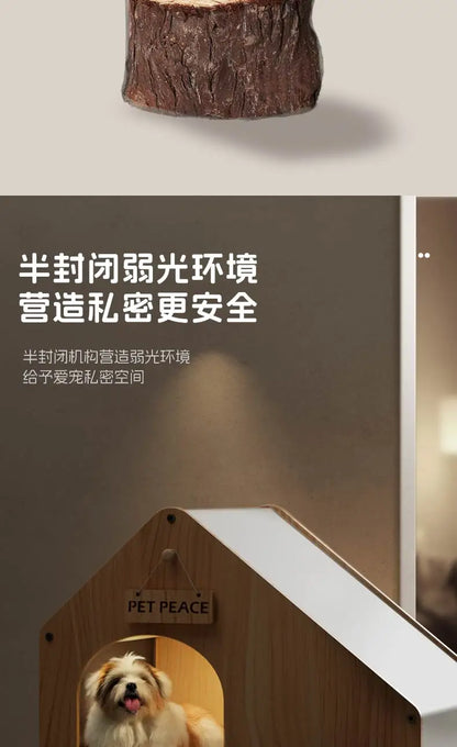 the SERENITY SANCTUARY - Doghouse, Closed Design, Sense of Security, Summer Doghouse, Pet Dog, Solid Wood House, Indoor