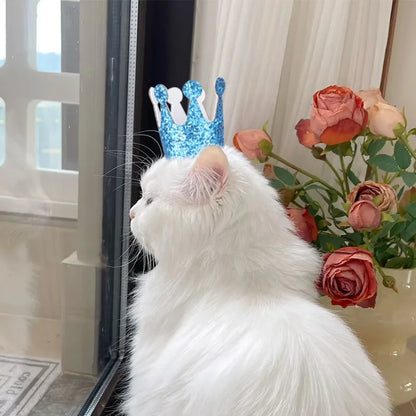 Pet Birthday Hat Glitter Bronzing Dog Crown Birthday Party Cat Dress Up Hat Photo Props