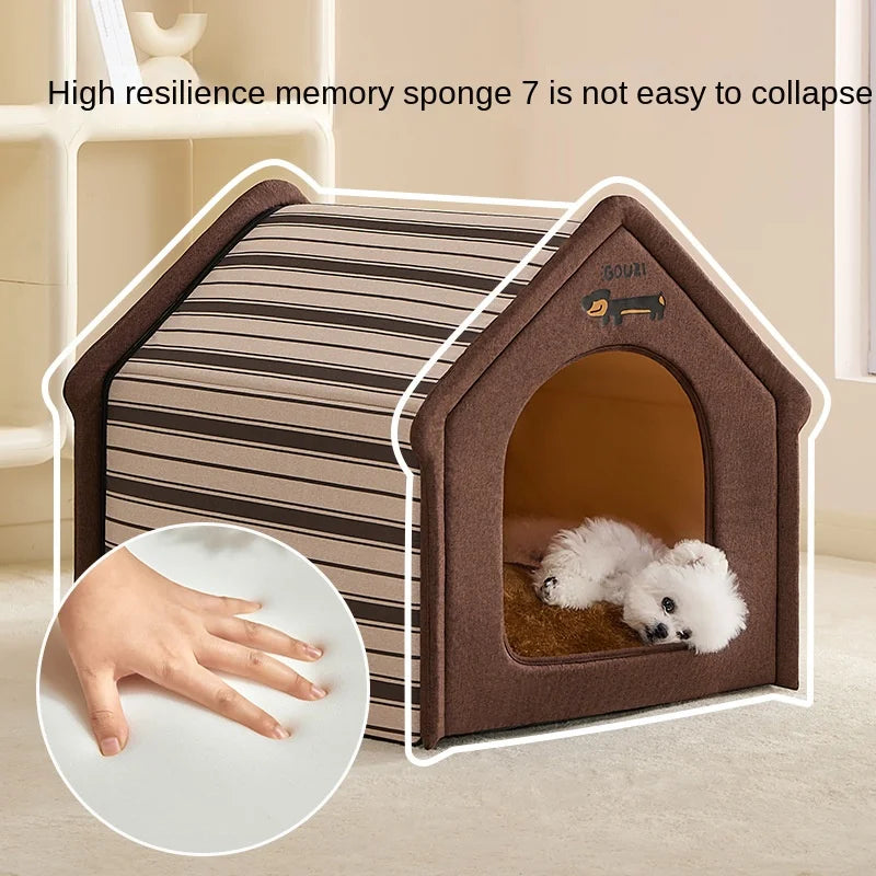 Plush dog bed pet warm house Soft and comfortable cat house foldable detachable washable puppy cave sofa  nest