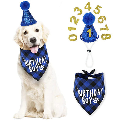 NEW Pet Birthday Party Hat Cats Dog Birthday Hat Dog Birthday Triangle Scarf Cat Accessories Party Wear Decoration Pet Product